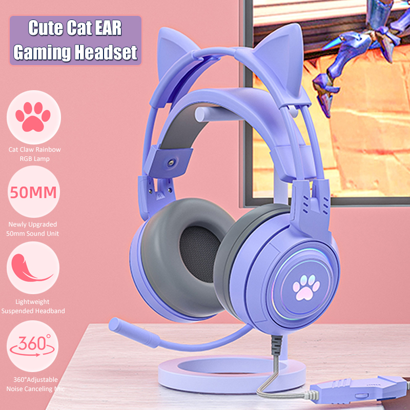 Home Cinema Headphones - Cute Cat Ear Gaming Headphones with