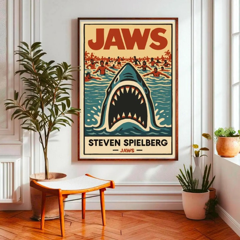 Home Cinema Ultimea - Jaws Movie Poster Vintage Colorful Canvas