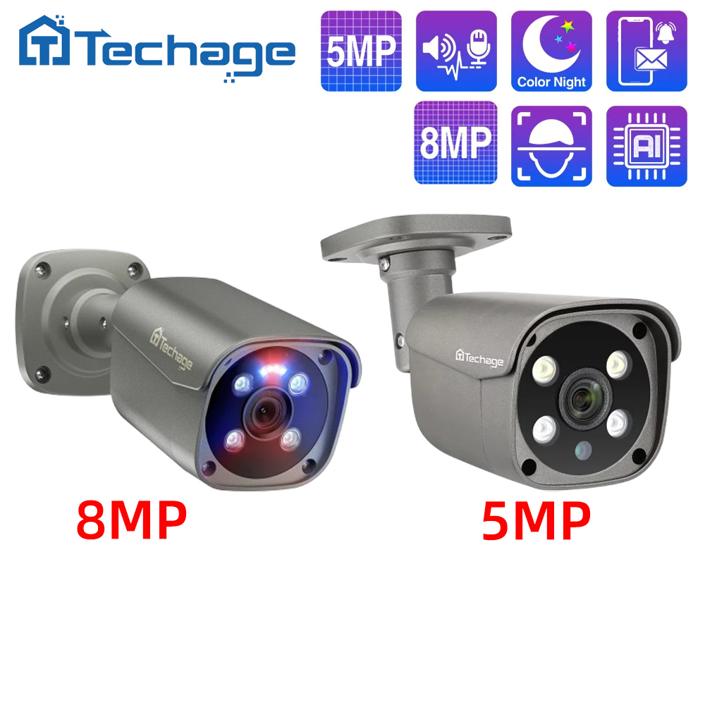 Home Cinema Outdoor - Techage 8MP 5MP 4MP POE Camera
