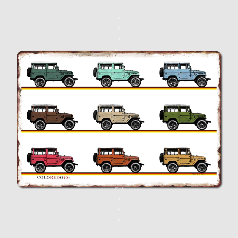 Home Cinema Wall Design - Retro Land Cruiser Fj40 Metal Sign