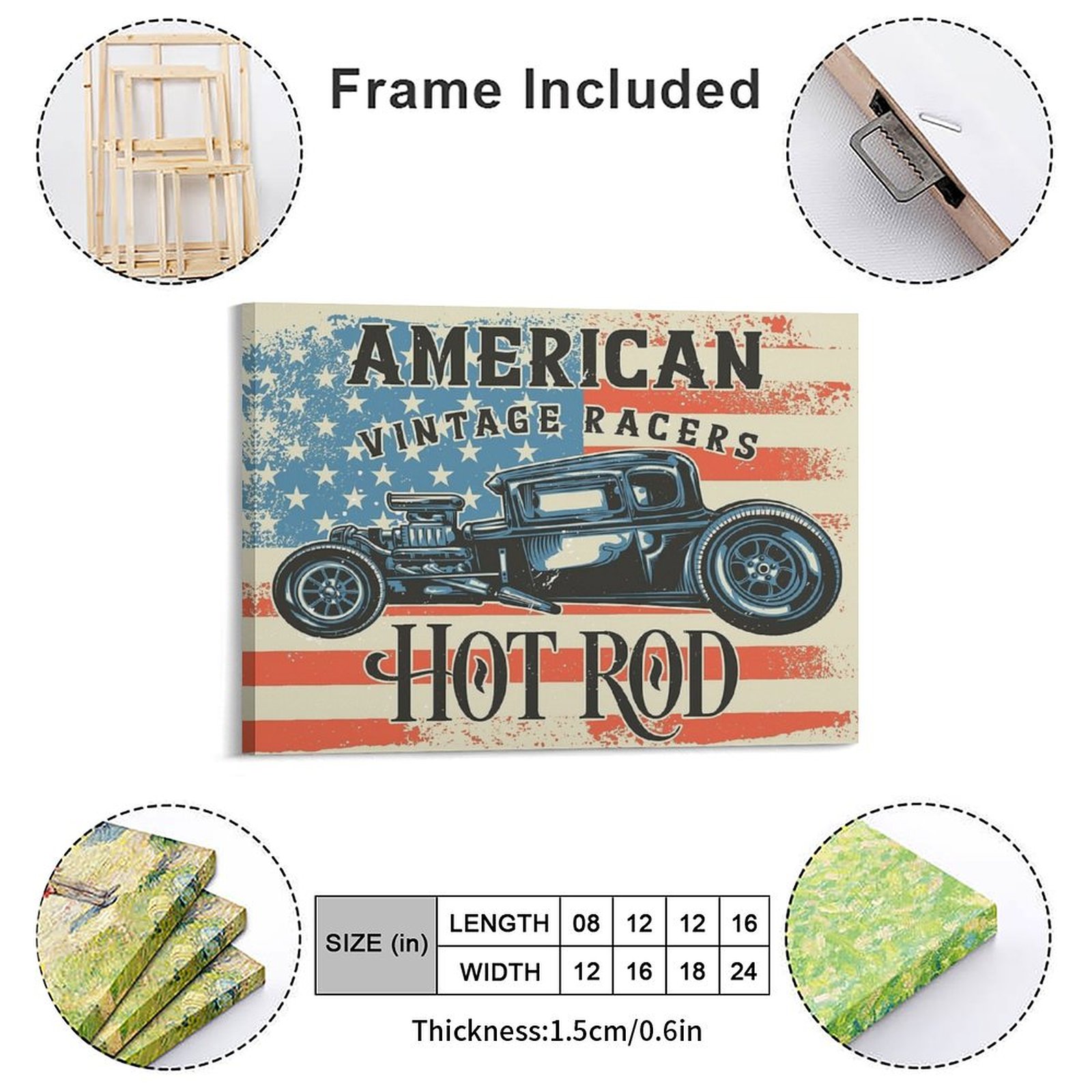 American Hot Rod Canvas Painti - Home Cinema Wall Design ulasan dan harga