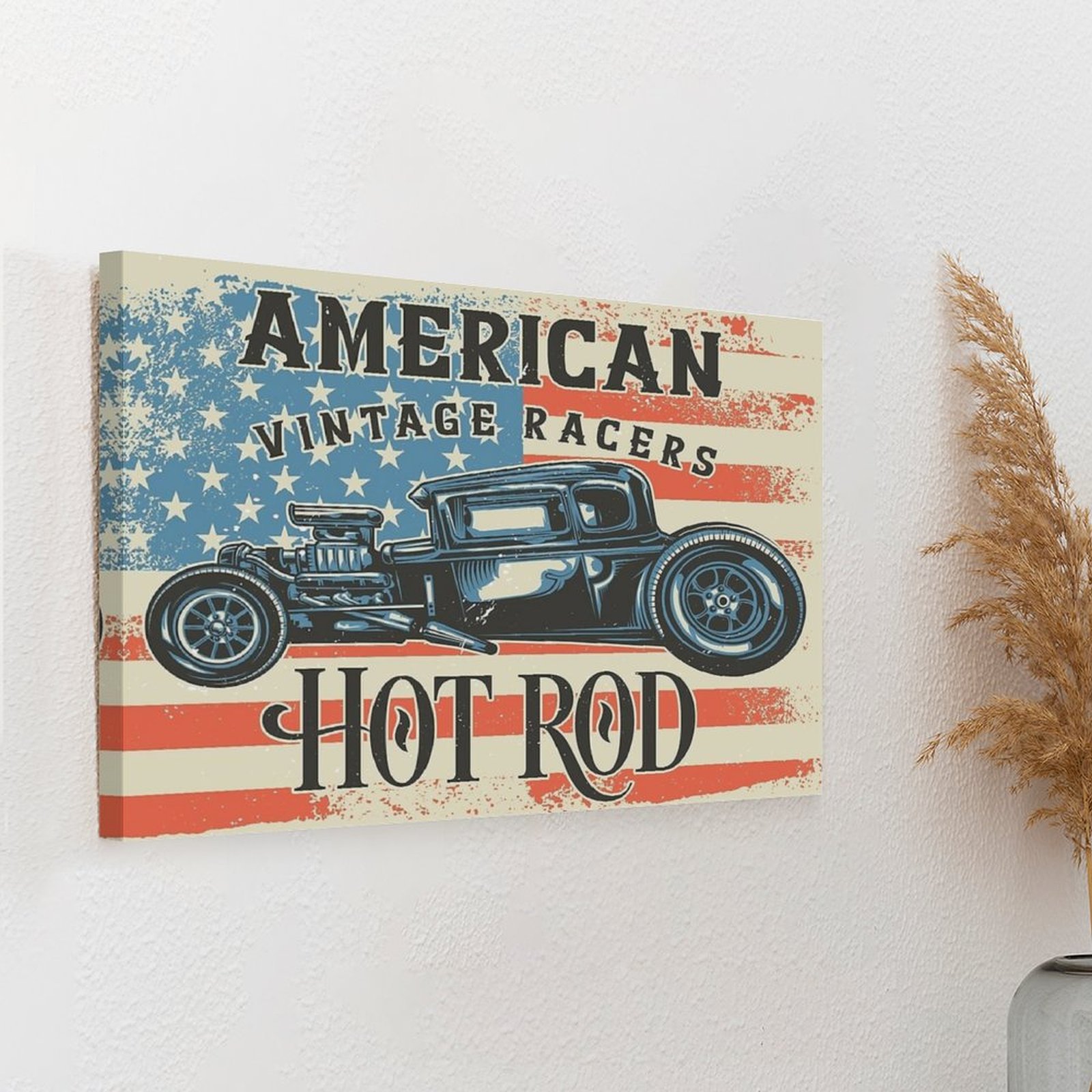American Hot Rod Canvas Painti - Home Cinema Wall Design ulasan dan harga