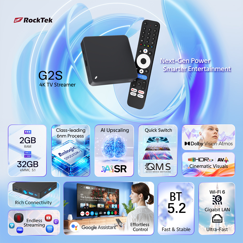 RockTek G2S UHD Google TV Box  - Home Cinema Dolby Atmos ulasan dan harga
