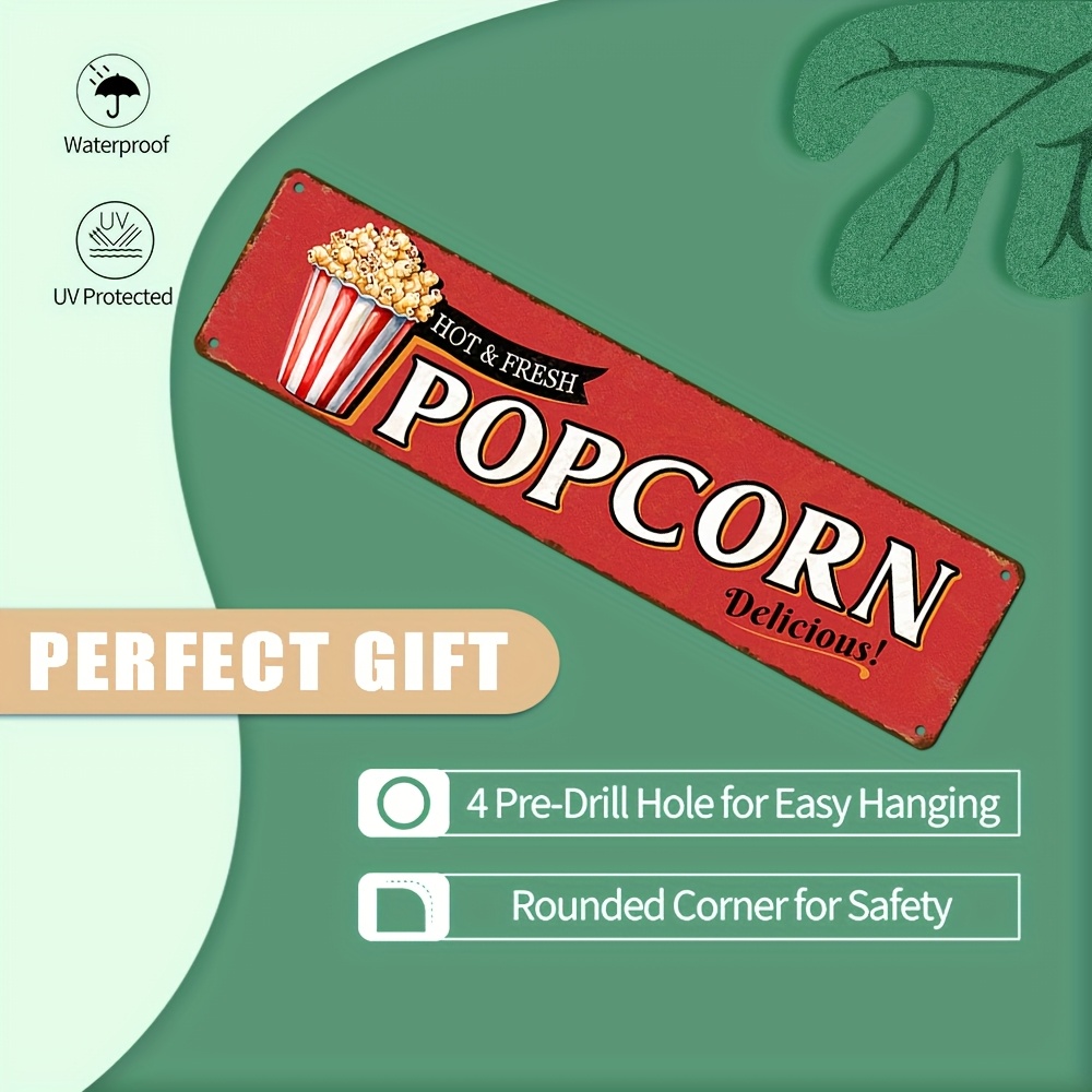 Vintage Aluminum Popcorn Sign  - Home Cinema Wall Design ulasan dan harga
